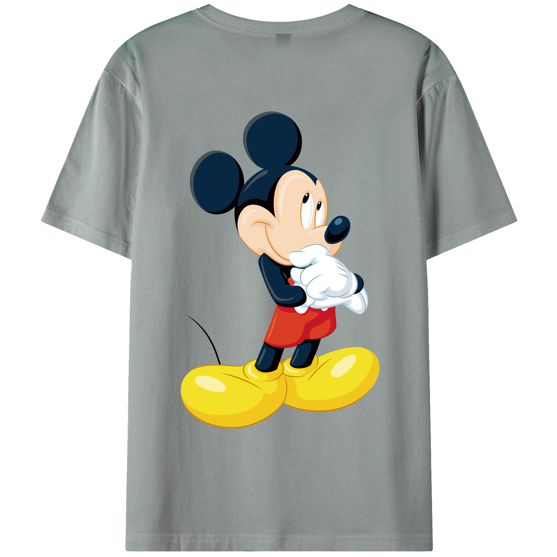 ミッキーマウス Mickey Mouse 綿100％ メンズ半袖Tシャツ（バックプリント） 通気性